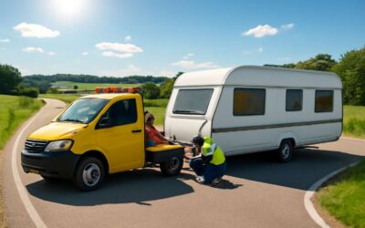 Emergency roadside rescue with towing service for caravan: quick, secure help.